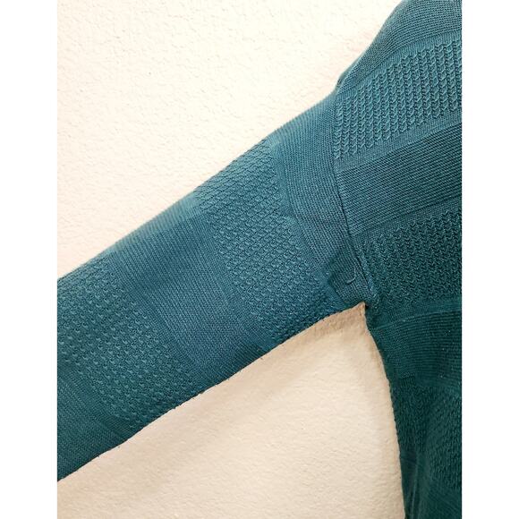 Coldwater Creek Green Blue Tight Knit Wool Blend Boat Neck Sweater L 14 Soft - Picture 2 of 5